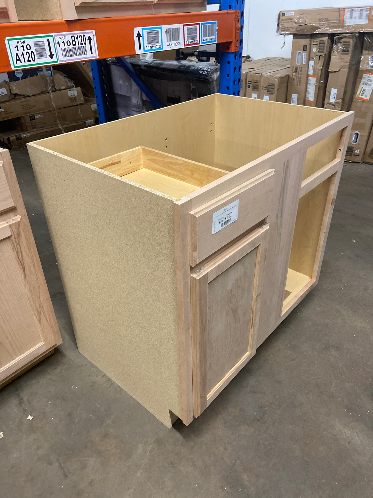 36 in. W x 24 in. D x 34.5 in. H Assembled Blind Corner Base Kitchen Cabinet in Unfinished with Recessed Panel