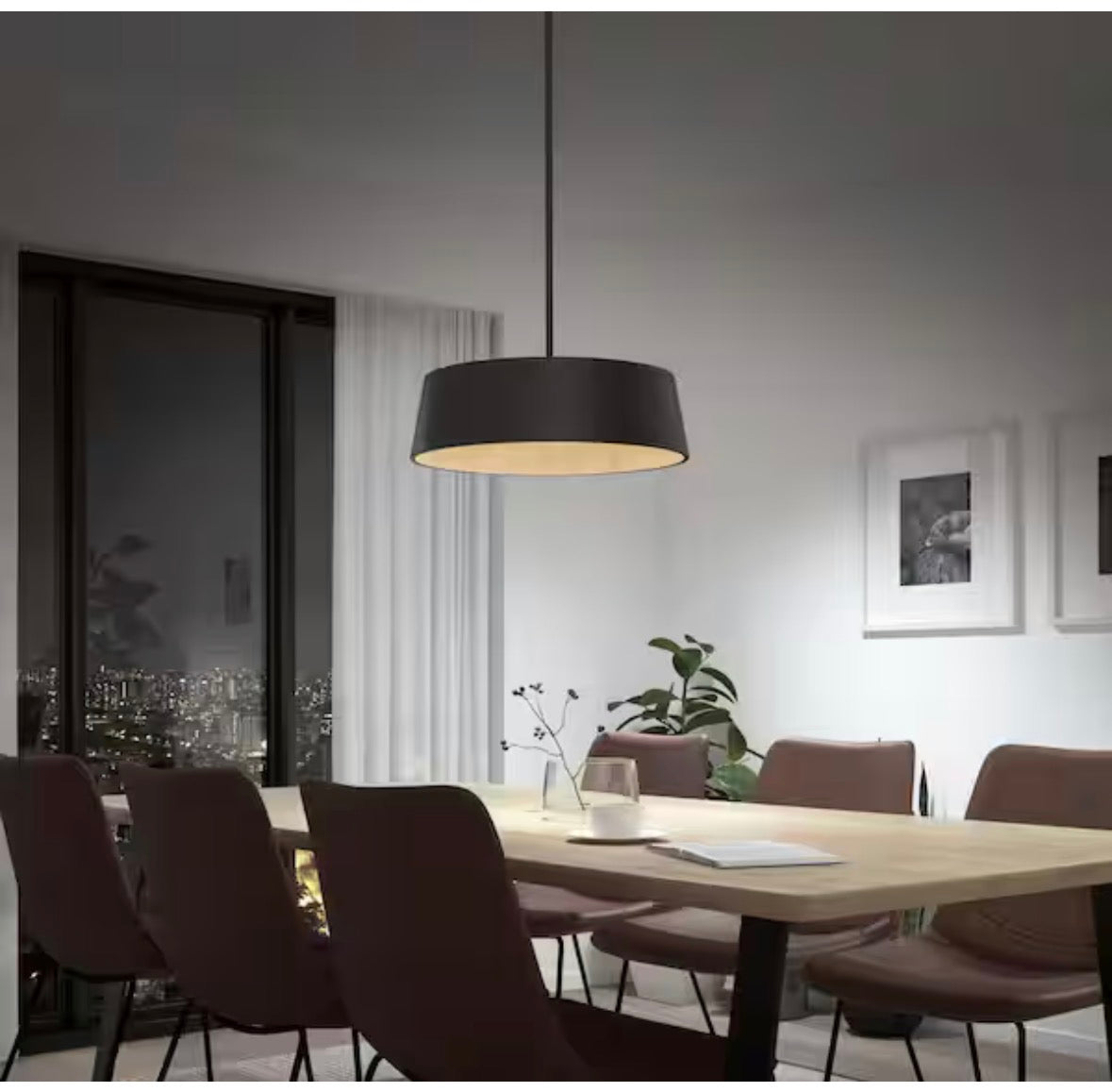 Alton 43-Watt Integrated LED Black 5 CCT Modern Hanging Pendant Chandelier Light Fixture for Dining Room or Kitchen