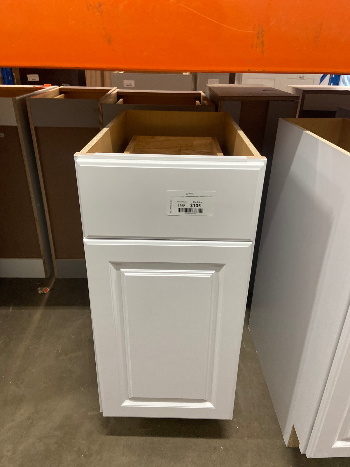 Hampton 15 in. W x 24 in. D x 34.5 in. H Assembled Base Kitchen Cabinet in Satin White with Drawer Glides