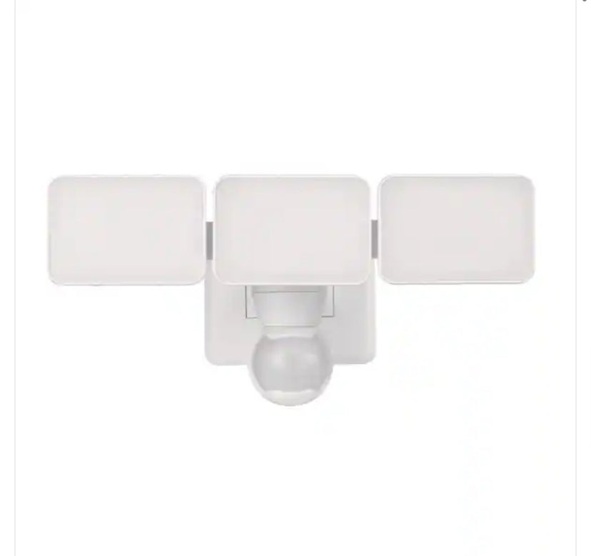 3000 Lumen 240-Degree Integrated LED Motion Activated White Three-Head Outdoor Flood Light