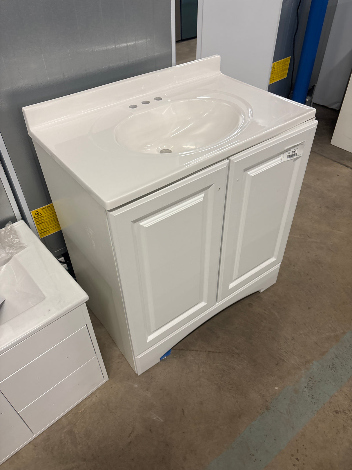 31 in. W x 19 in. D x 35 in. H Single Sink Freestanding Bath Vanity in White with White Cultured Marble Top