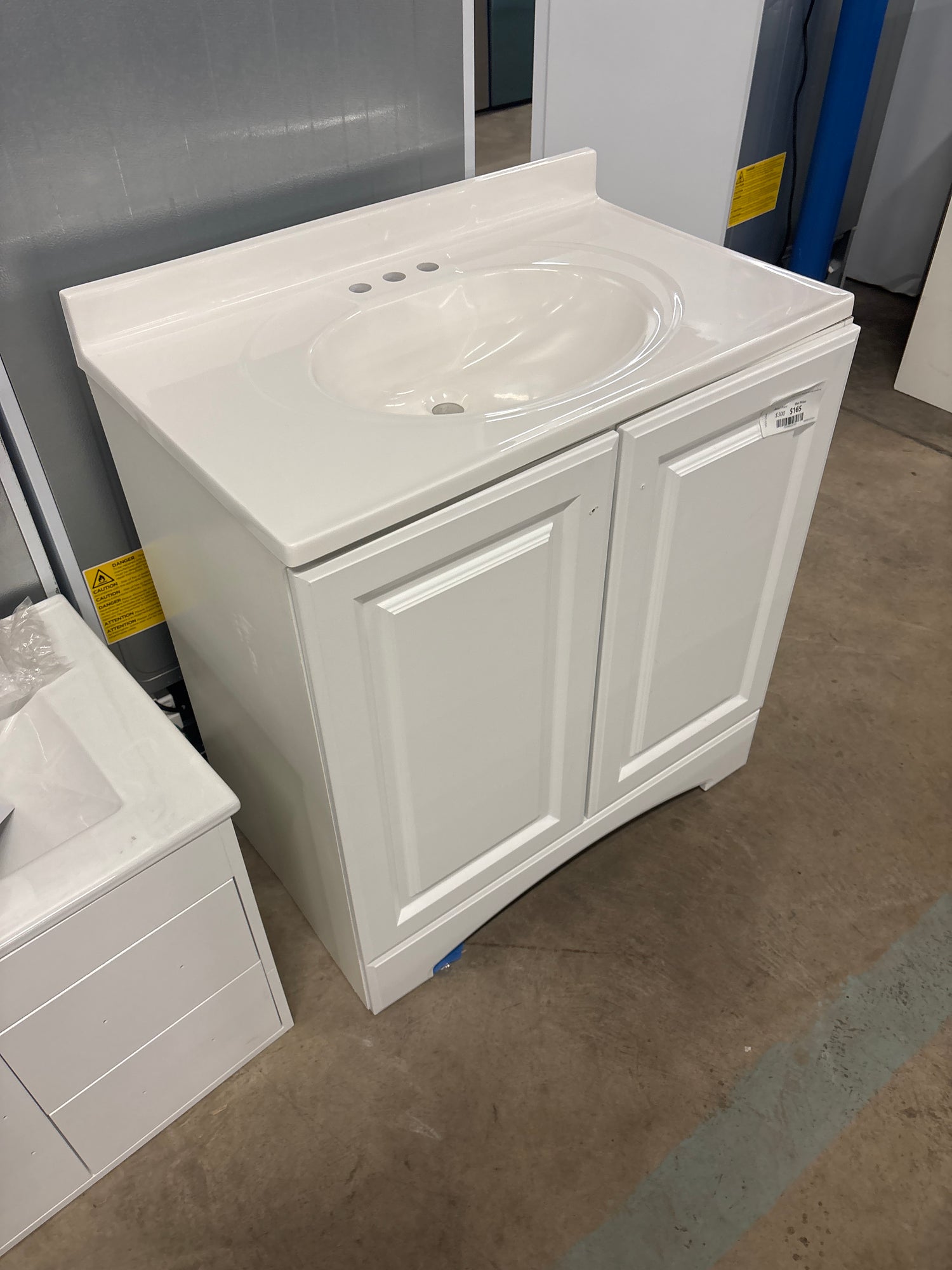 31 in. W x 19 in. D x 35 in. H Single Sink Freestanding Bath Vanity in White with White Cultured Marble Top