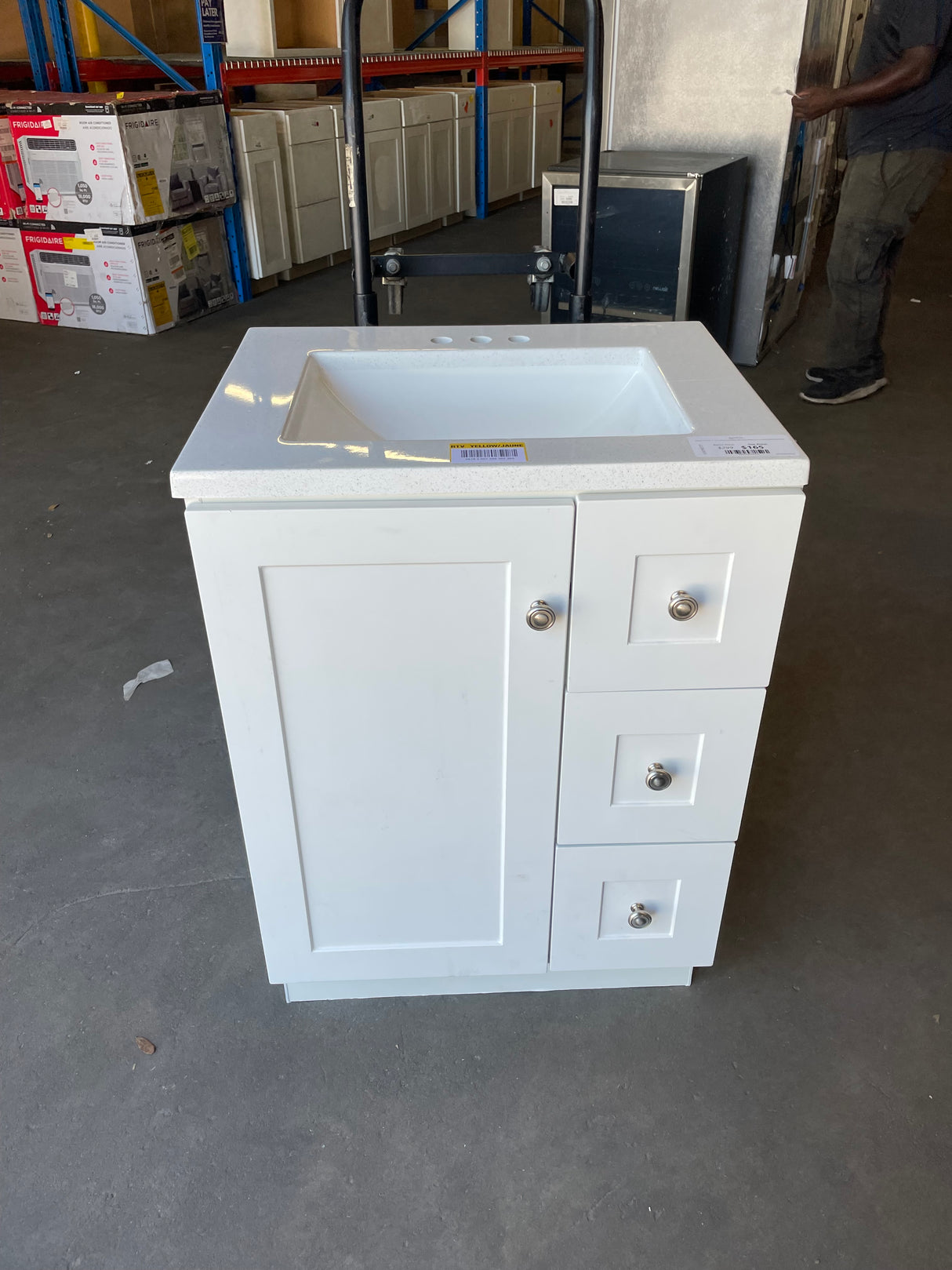 Bannister 24.5 in. W x 18.75 in. D Bath Vanity in White with Cultured Marble Top in Colorpoint White with White Sink