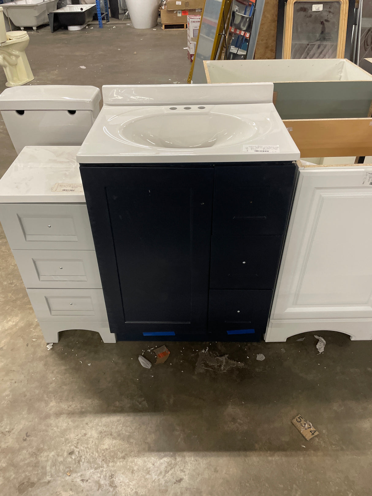 Bannister 25 in. W x 19 in. D x 35 in. H Single Sink Bath Vanity in Deep Blue with Top