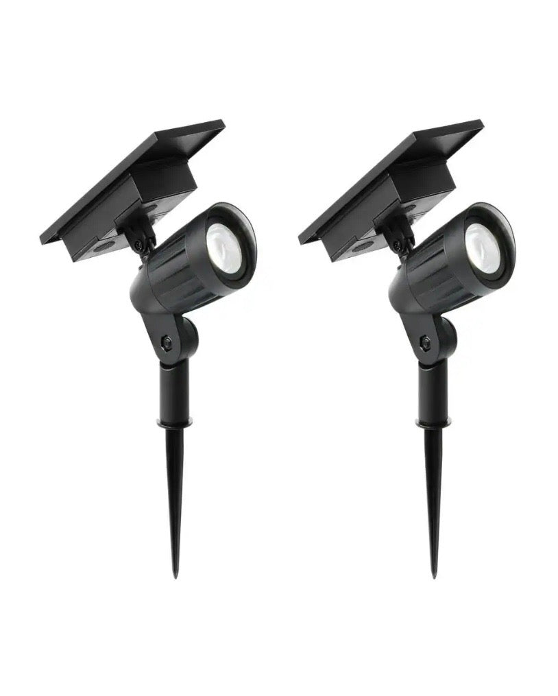80 Lumens Color Changing Black Integrated LED Outdoor Solar Spotlight with Adjustable Beam; Weather/Rust Resistant