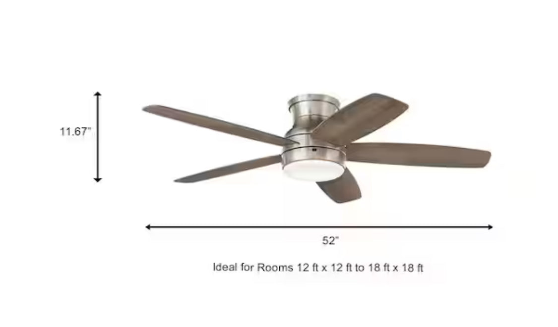Ashby Park 52 in. White Color Changing Integrated LED Brushed Nickel Ceiling Fan with Light Kit and Remote Control