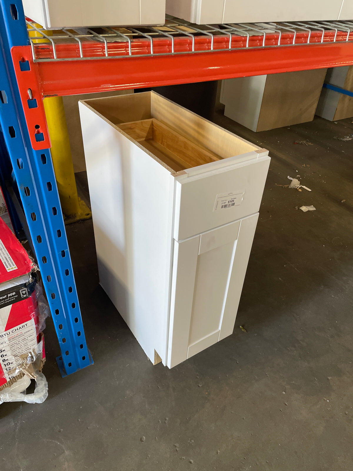 Shaker Satin White Stock Assembled Base Kitchen Cabinet with Ball-Bearing Drawer Glides (12 in. x 34.5 in. x 24 in.)