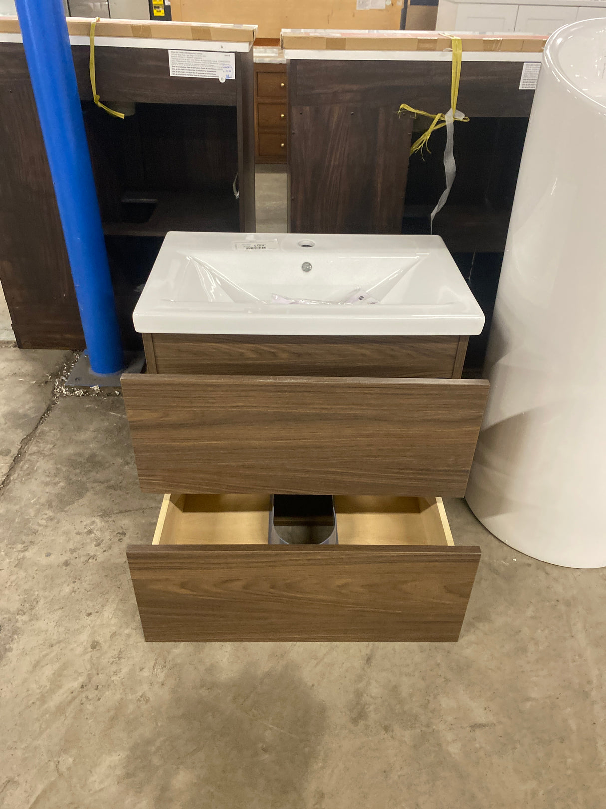 Ardwick 24 in. Single Sink Mocha Walnut Bath Vanity with White Ceramic Top (Assembled)