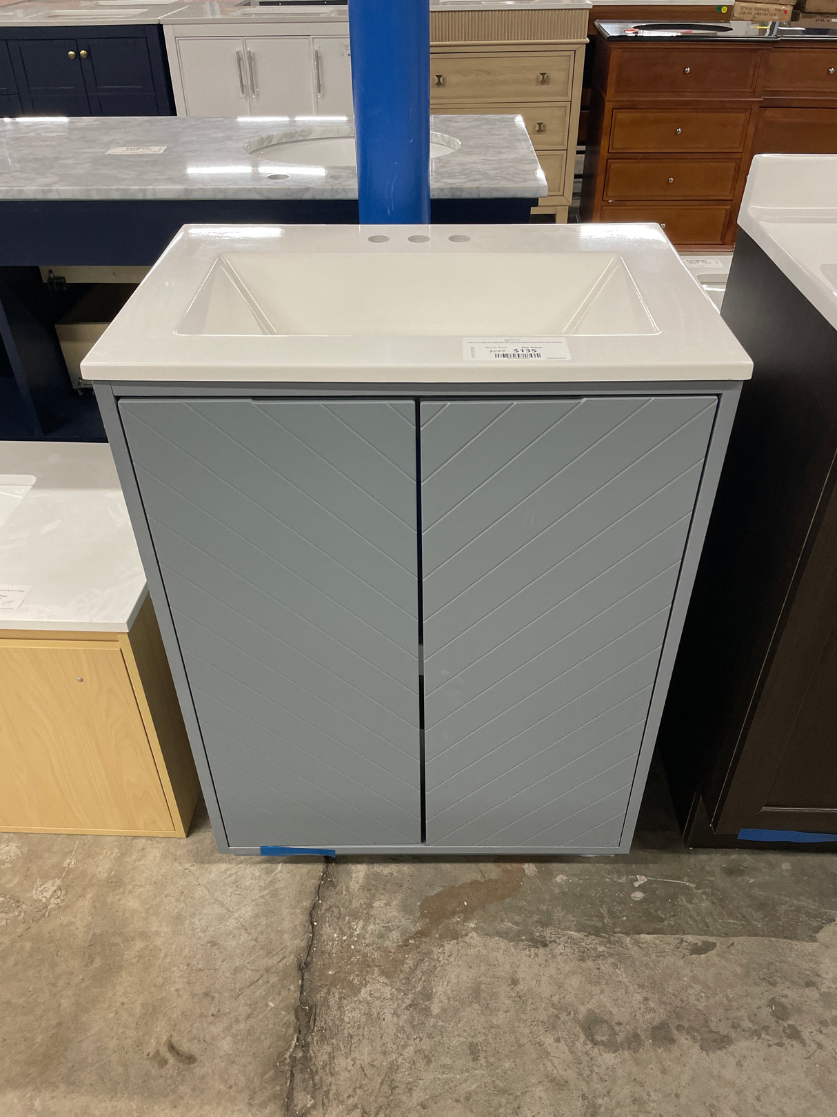 Lanier 25 in. Single Sink Laguna Blue Bath Vanity with White Cultured Marble Top (Assembled)