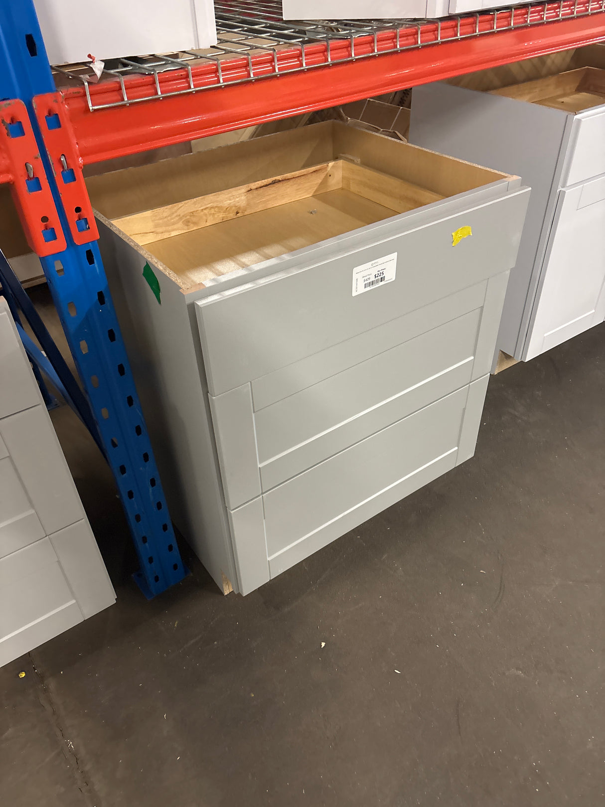 Shaker 30 in. W x 24 in. D x 34.5 in. H Assembled 3 Drawer Base Cabinet in Dove Gray