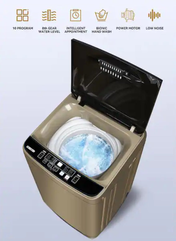1.38 cu. ft. Full-Automatic Smart Home Top Load Washer Washing Machine with Drain Pump 17.7 lbs. 10 Wash Program in Gold