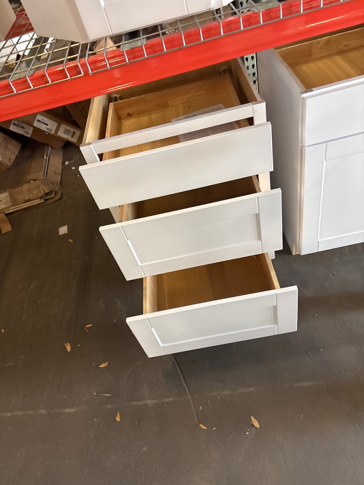 Shaker Satin White Stock Assembled Drawer Base Kitchen Cabinet with Drawer Glides (24 in. x 34.5 in. x 24 in.)