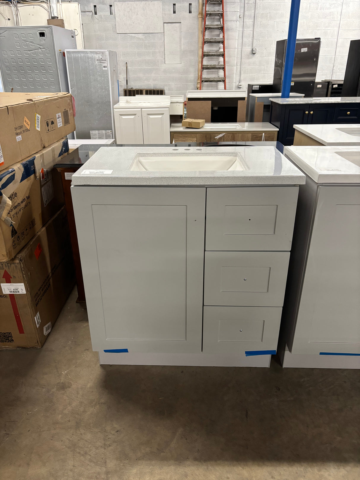 Bannister 31 in. W x 19 in. D x 35 in. H Single Sink Bath Vanity in Pearl Gray with White Cultured Marble Top