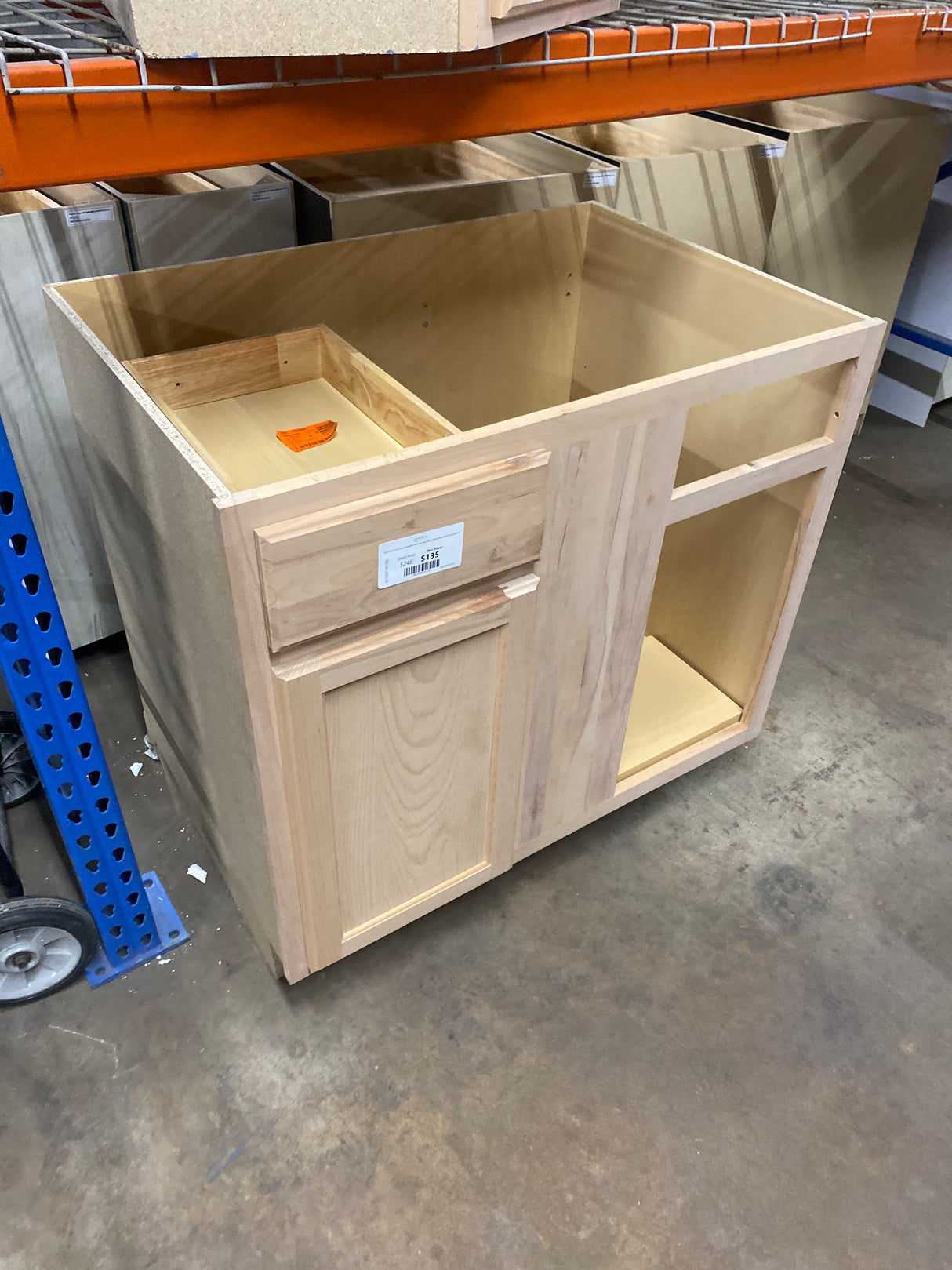 36 in. W x 24 in. D x 34.5 in. H Assembled Blind Corner Base Kitchen Cabinet in Unfinished with Recessed Panel