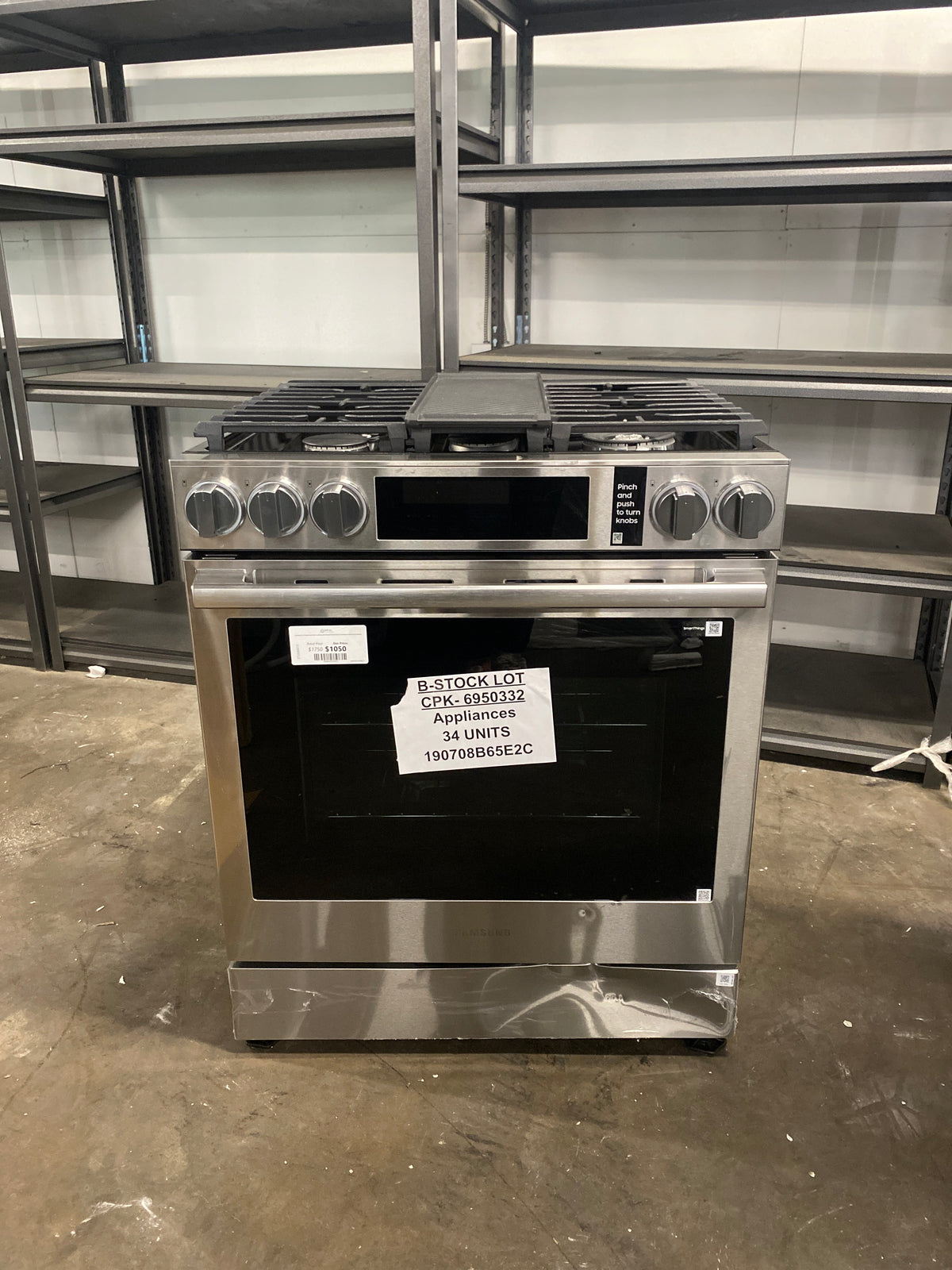 Samsung 6.0 cu. ft. Bespoke Smart Slide-In Gas Range with Illuminated Precision Knobs, No Preheat Air Fry Max and True Convection (missing back right burner)