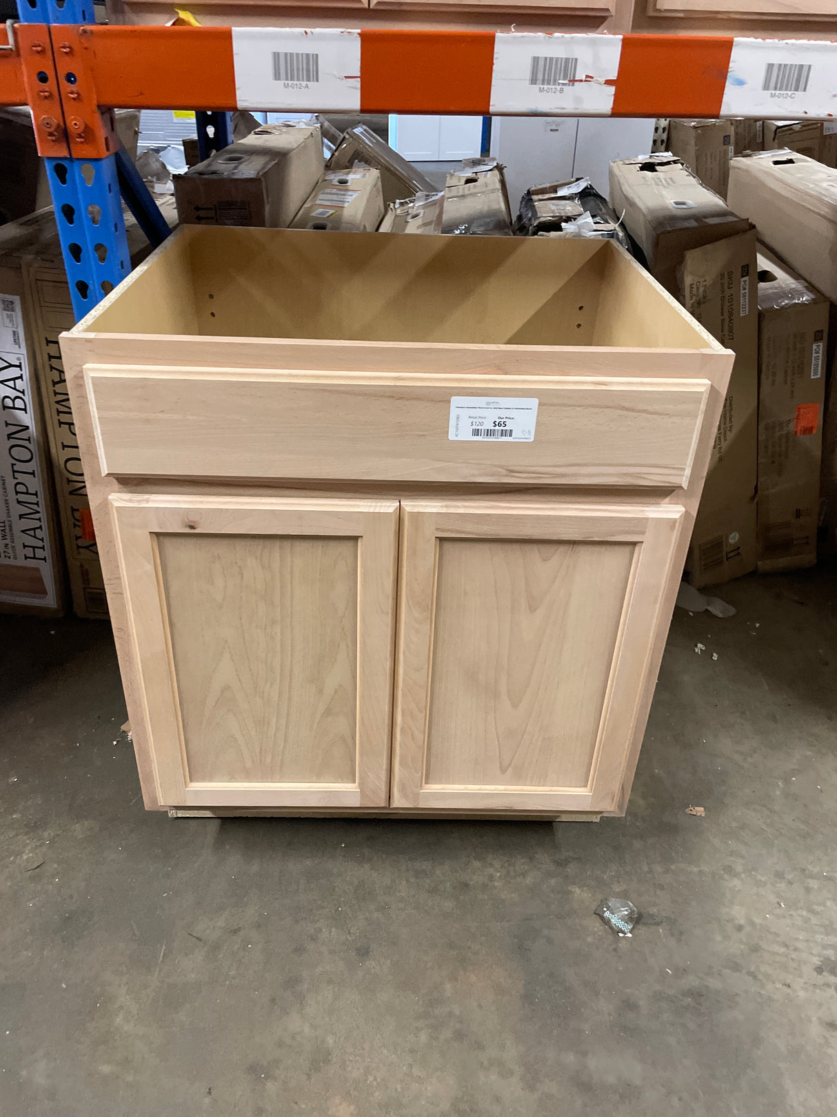 Hampton Assembled 30x34.5x24 in. Sink Base Cabinet in Unfinished Beech
