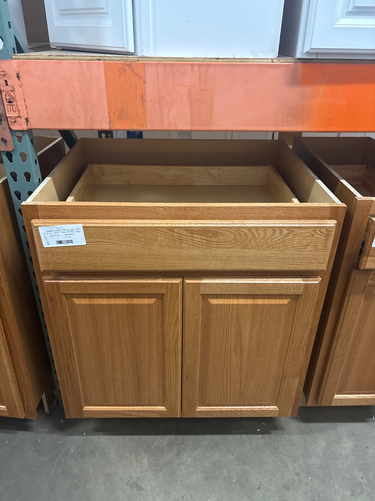 Hampton Medium Oak Raised Panel Stock Assembled Base Kitchen Cabinet with Drawer Glides (30 in. x 34.5 in. x 24 in.)
