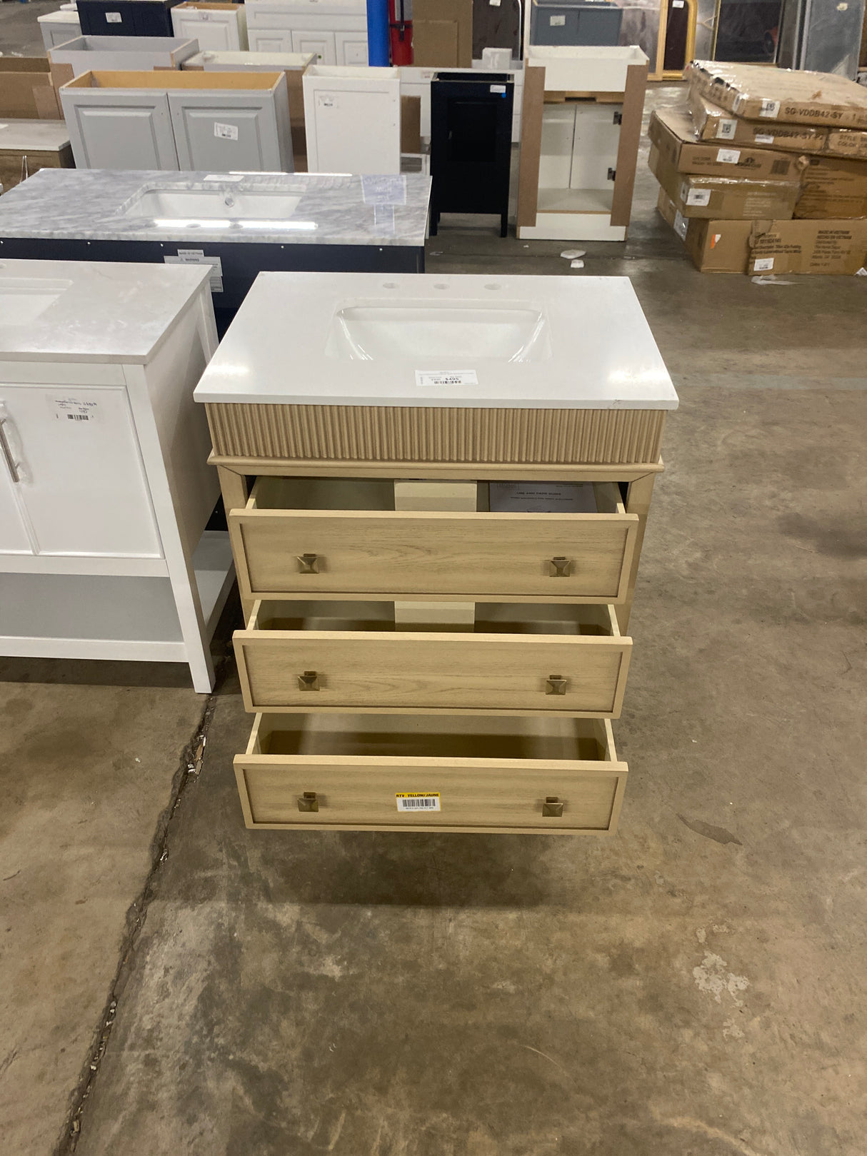 Danby 30 in. Single Sink Platinum Oak Bath Vanity with White Engineered Marble Top (Assembled)