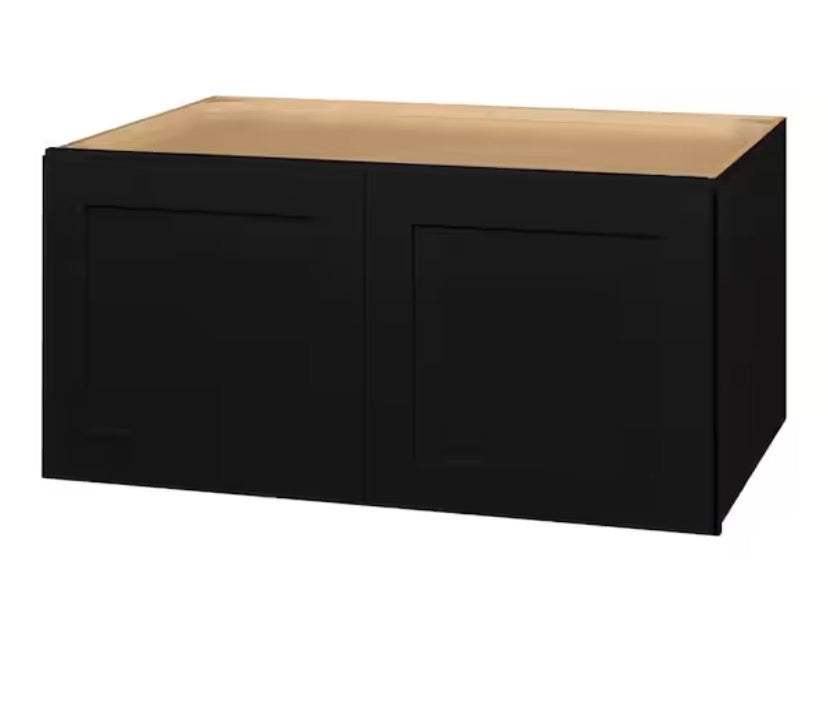 Avondale 36 in. W x 24 in. D x 18 in. H Ready to Assemble Plywood Shaker Wall Bridge Kitchen Cabinet in Raven Black