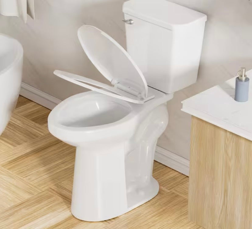 21 in. Toilet 2-Piece 1.28 GPF Single Flush Elongated and Heightened Toilet in White, High Toilets for Seniors