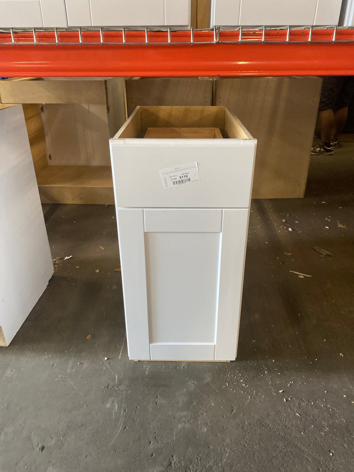 Shaker Satin White Stock Assembled Base Kitchen Cabinet with Ball-Bearing Drawer Glides (15 in. x 34.5 in. x 24 in.)