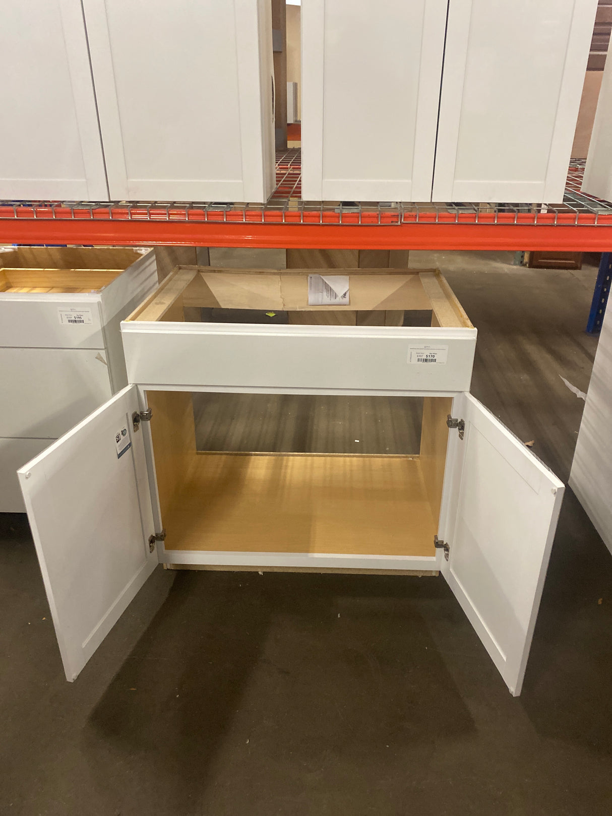 Westfield Feather White Assembled Sink Base Kitchen Cabinet (36 in. W x 23.75 in. D x 35 in. H)