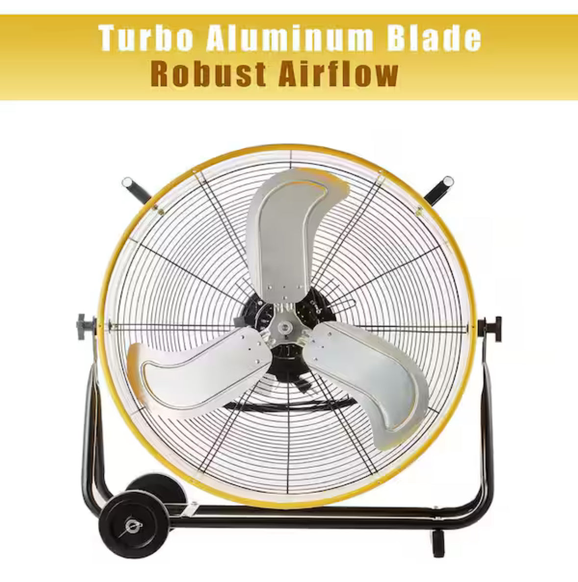 24 in. 8800 CFM High Velocity Industrial Drum Fan in Yellow, 3-Speed Heavy-Duty Fan for Warehouse and Basement