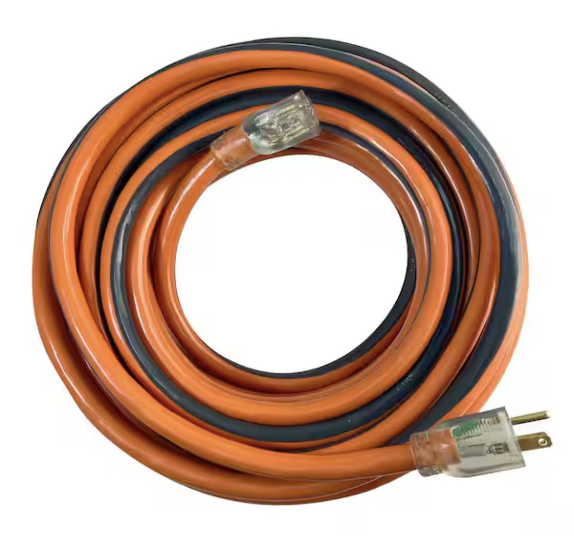 50 ft. 10/3 Heavy Duty Indoor/Outdoor SJTW Extension Cord with Lighted End, Orange/Grey