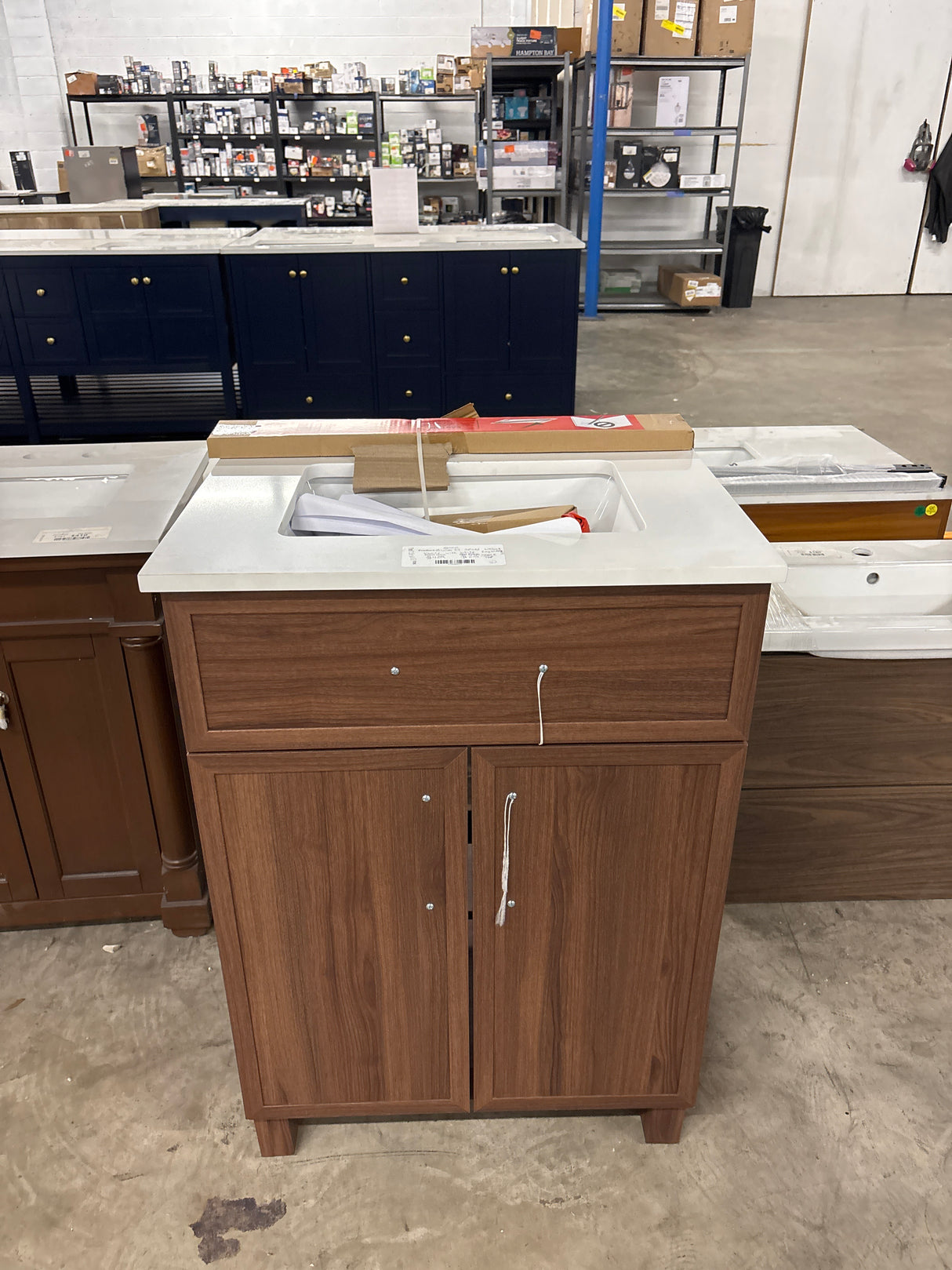 Bilston 24 in. Single Sink Freestanding Spiced Walnut Bath Vanity with White Engineered Stone Top
