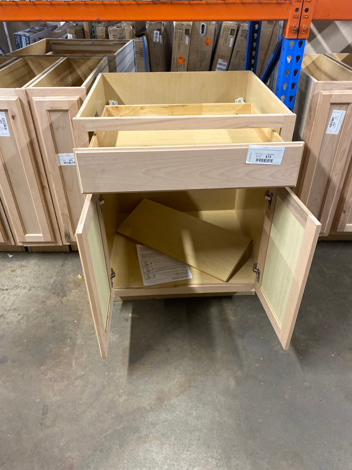 27 in. W x 24 in. D x 34.5 in. H Assembled Base Kitchen Cabinet in Unfinished with Recessed Panel