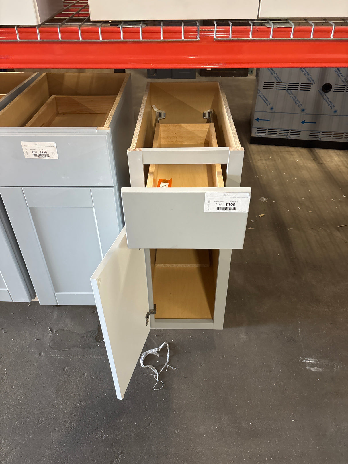 Shaker Dove Gray Stock Assembled Base Kitchen Cabinet with Ball-Bearing Drawer Glides (12 in. x 34.5 in. x 24 in.)