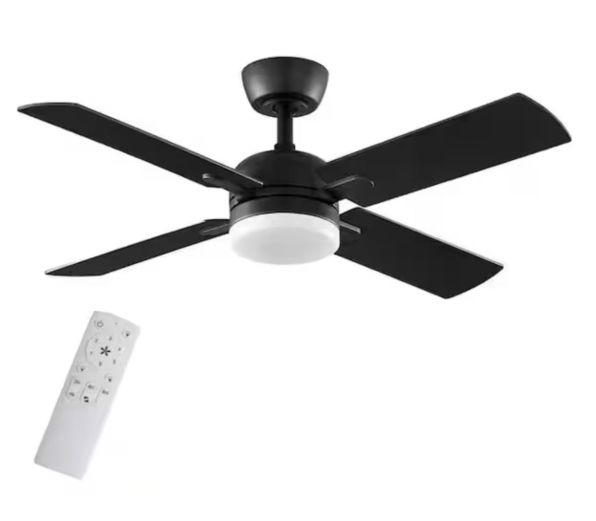 Letta 42 in. LED Indoor Matte Black Downrod Ceiling Fan with Remote Included