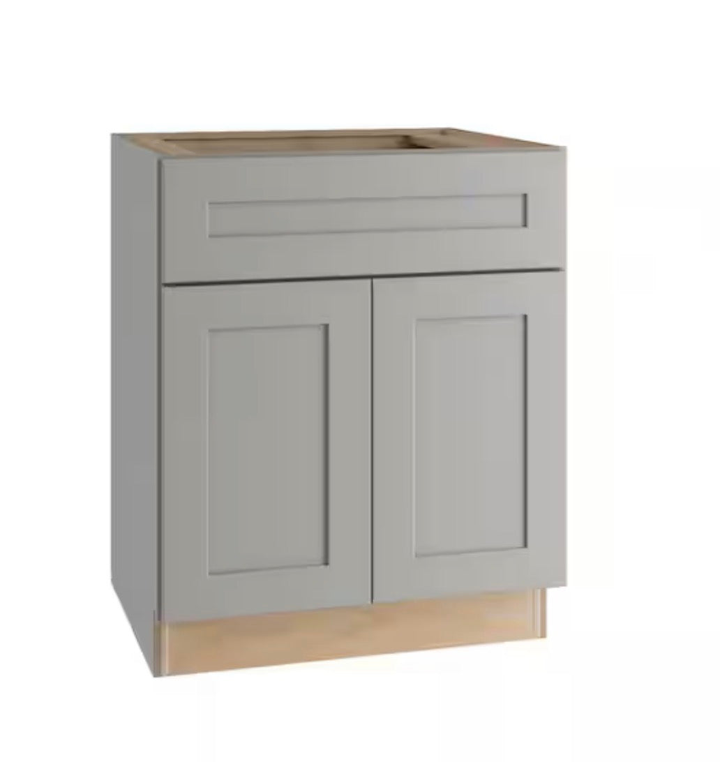 24 in. W x 21 in. D x 34.5 in. H Ready to Assemble Plywood Shaker Base Kitchen Cabinet in Dove Gray