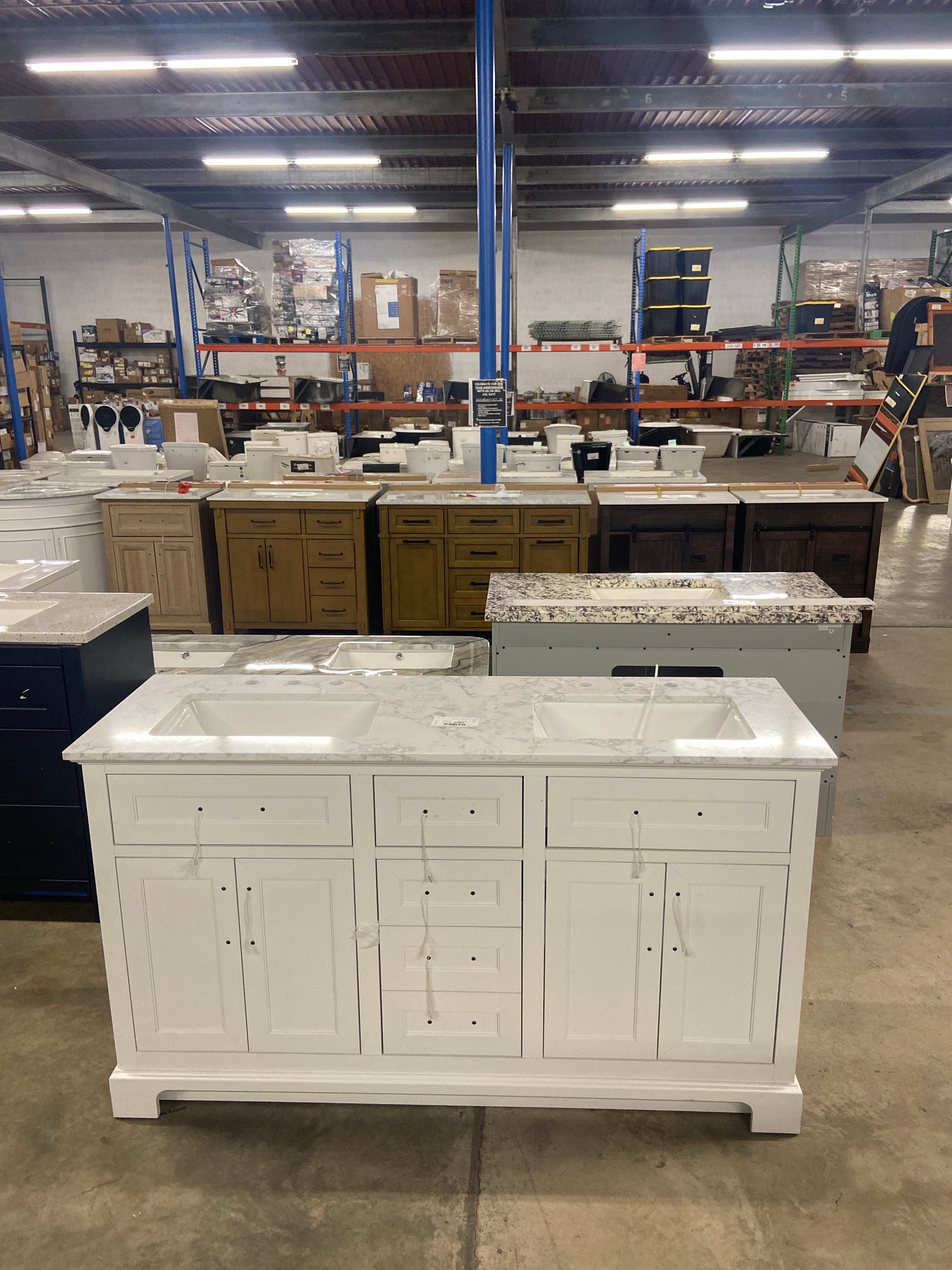 Doveton 60 in. W x 19 in. D x 34.50 in. H Bath Vanity in White with White Cultured Marble Top
