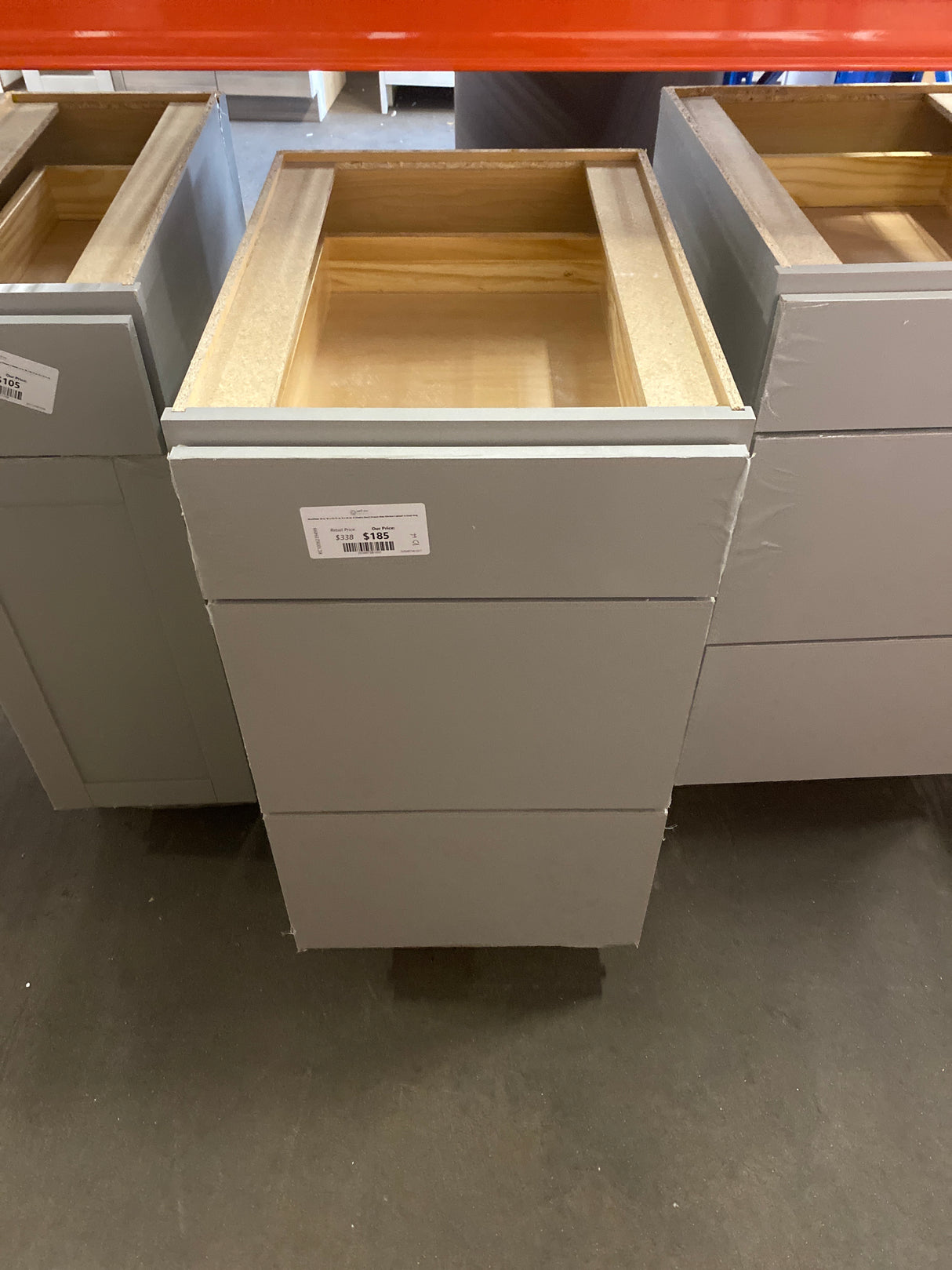 Westfield 18 in. W x 23.75 in. D x 35 in. H Shaker Stock Drawer Base Kitchen Cabinet in Dusk Gray