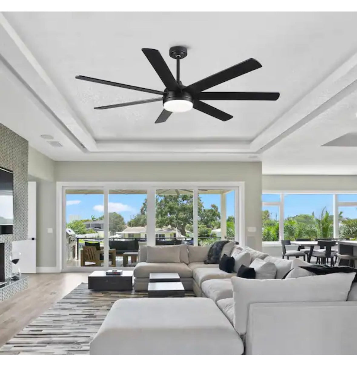 Modern 72 in. Integrated LED Indoor Black Standard Ceiling Fan with Remote Control, DC Motor and 7 Reversible Blades
