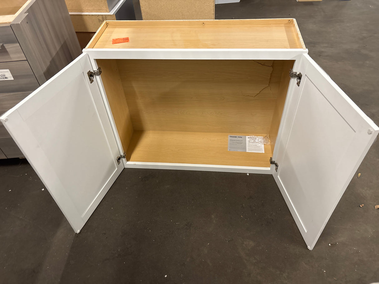 Westfield Feather White Shaker Stock Assembled Wall Kitchen Cabinet (36 in. W x 12 in. D x 30 in. H)
