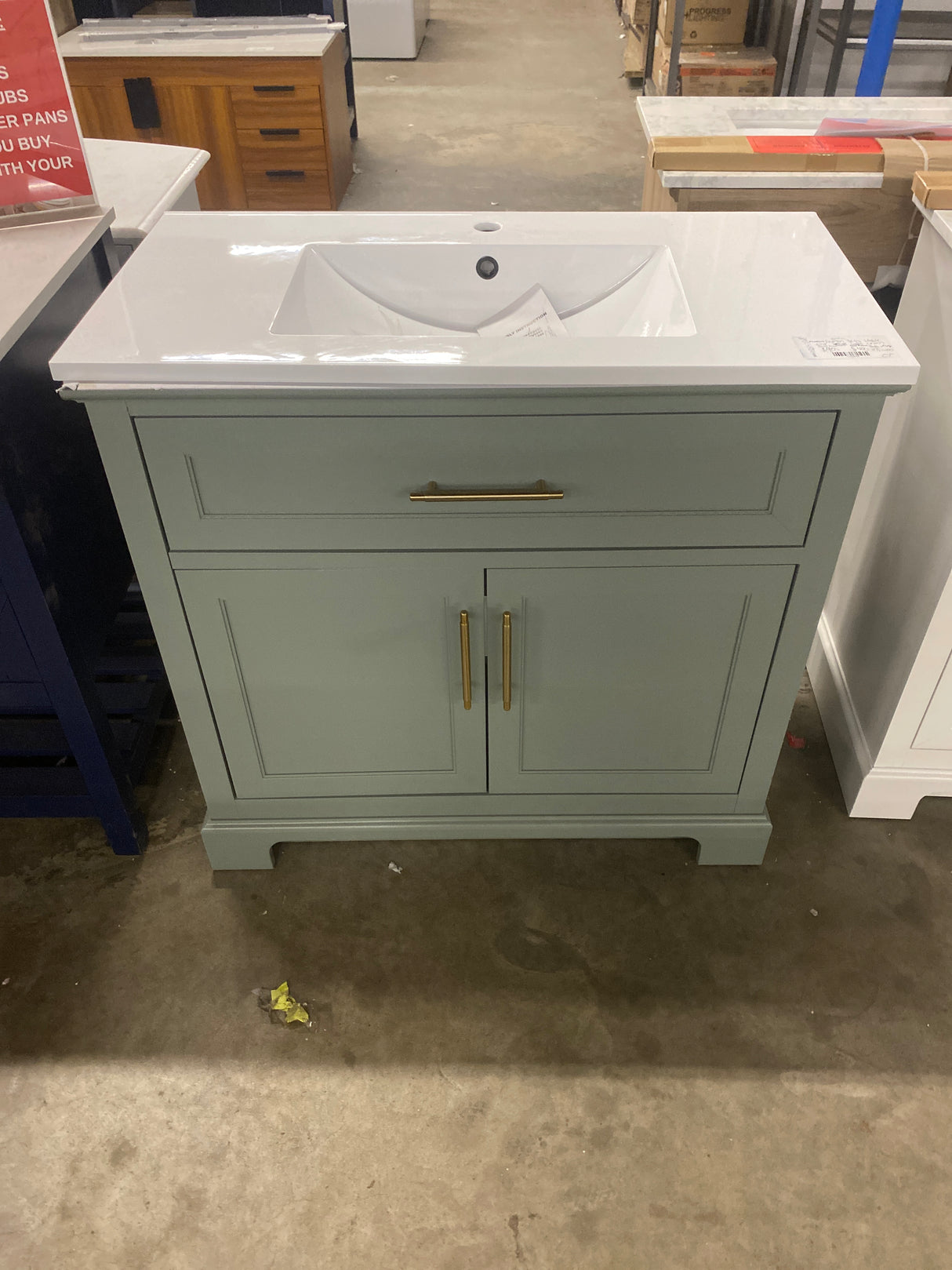 Doveton 36 in. Single Sink Sage Green Bath Vanity with Top and Faucet