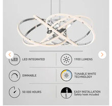 Load image into Gallery viewer, Maelstrom 25-Watt 1 Light Chrome Modern 3 CCT Integrated LED Pendant Light Fixture for Dining Room or Kitchen
