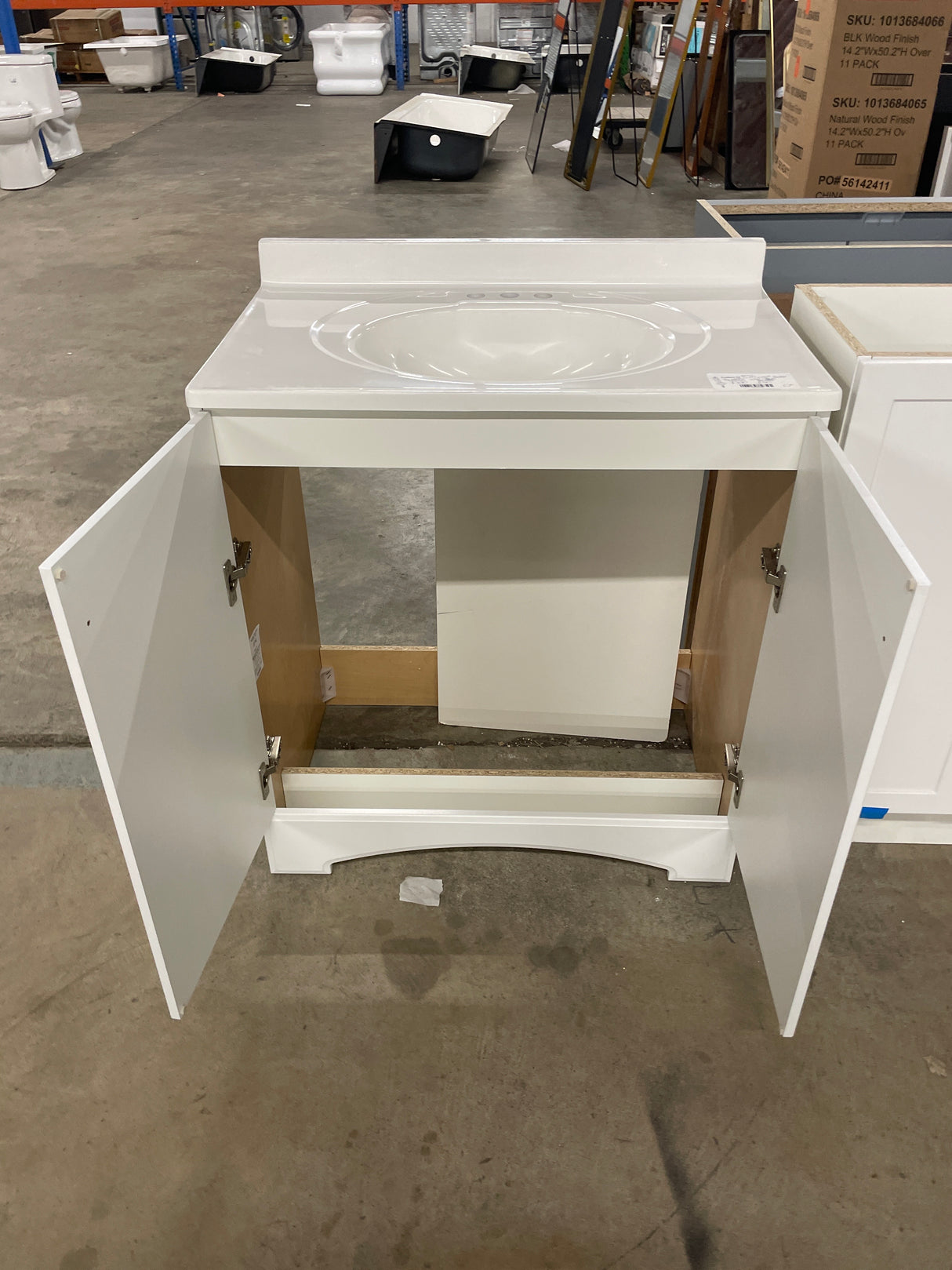 31 in. W x 19 in. D x 35 in. H Single Sink Freestanding Bath Vanity in White with White Cultured Marble Top