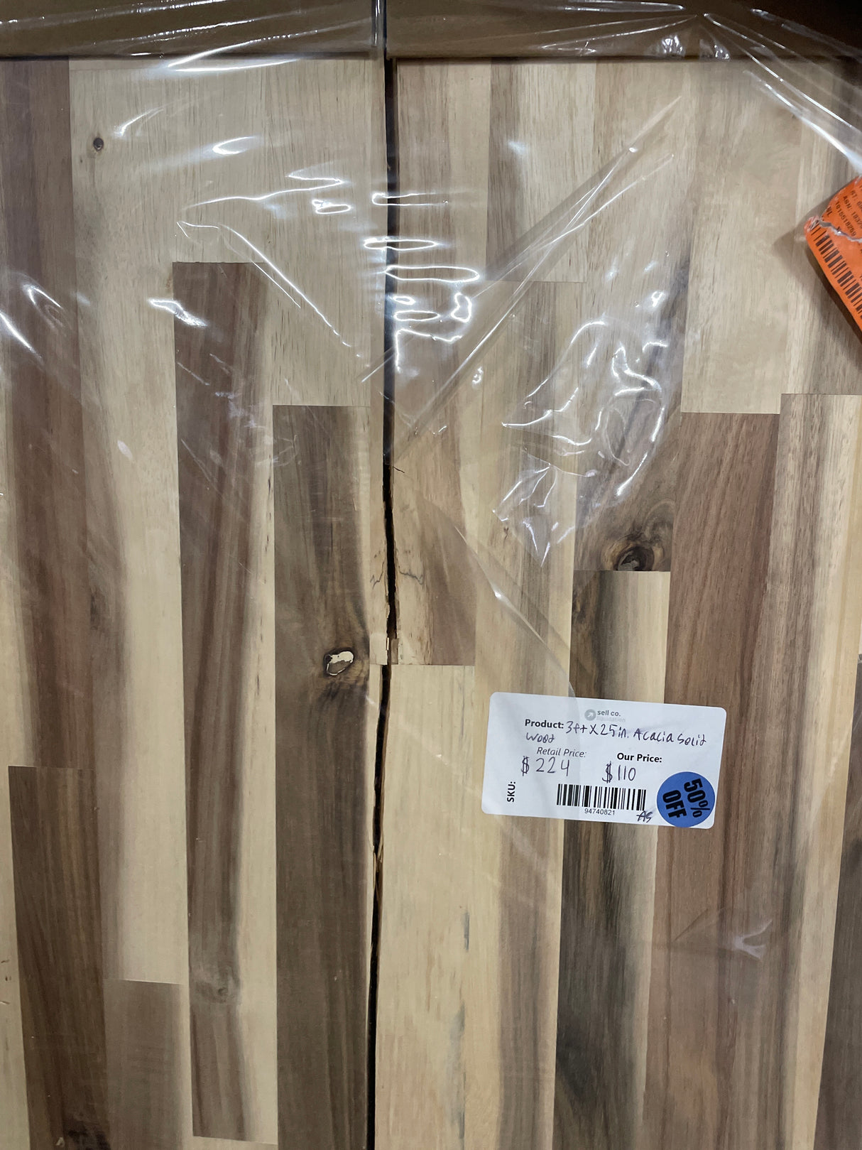 4 ft. L x 25 in. D Unfinished Acacia Butcher Block Countertop with Standard Edge