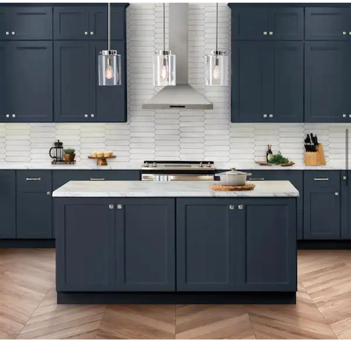 Avondale 30 in. W x 24 in. D x 34.5 in. H Ready to Assemble Plywood Shaker Drawer Base Kitchen Cabinet in Ink Blue