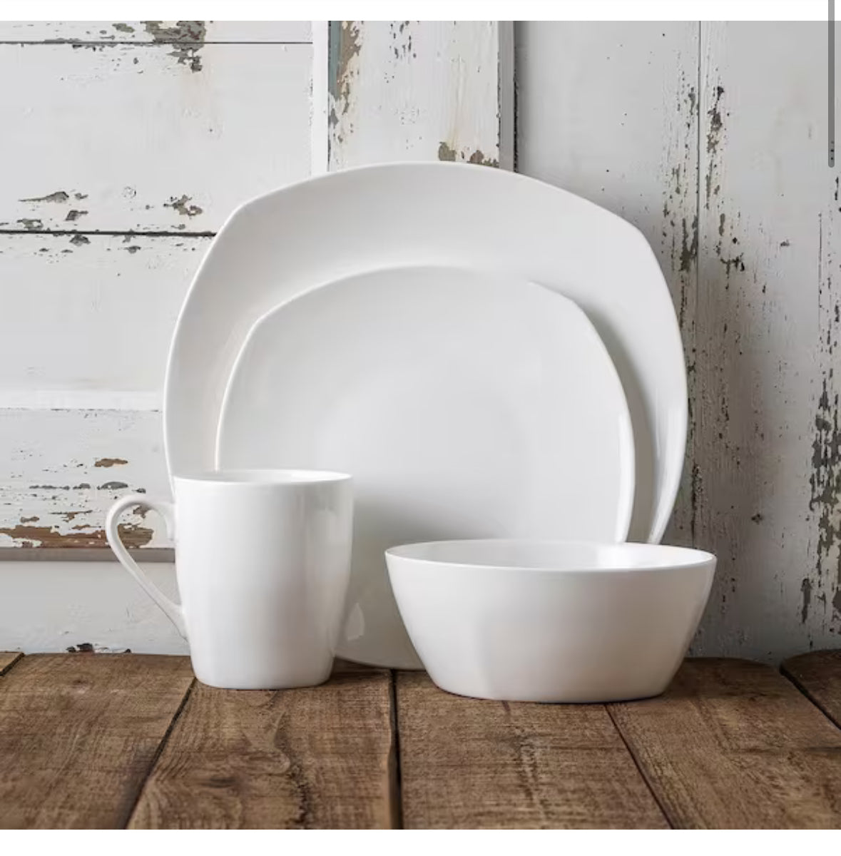 Stone Lain Juliette 16-Piece Dinnerware Set Bone China, Service For 4, White