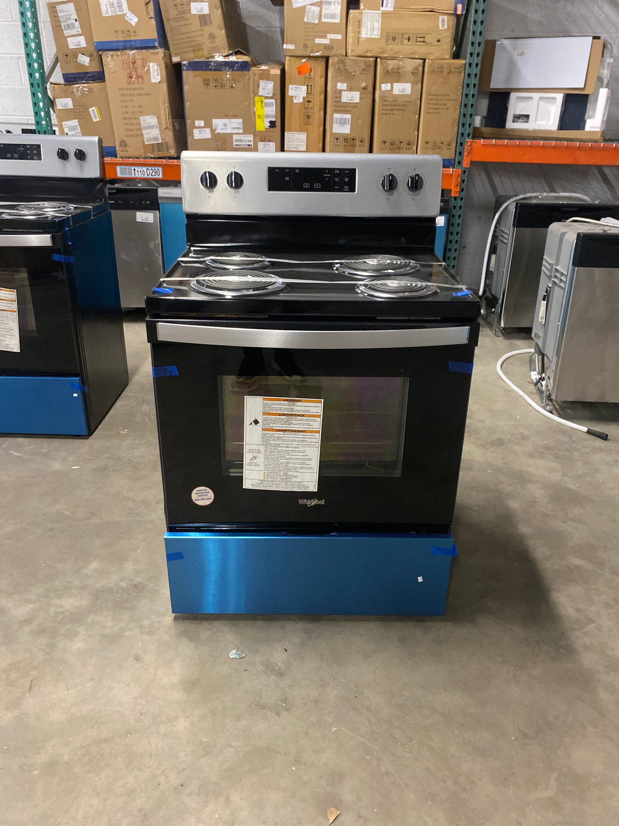 Whirlpool 30 in. 4.8 cu. ft. 4 Burner Element Electric Range with Self-Cleaning in Stainless Steel with Storage Drawer