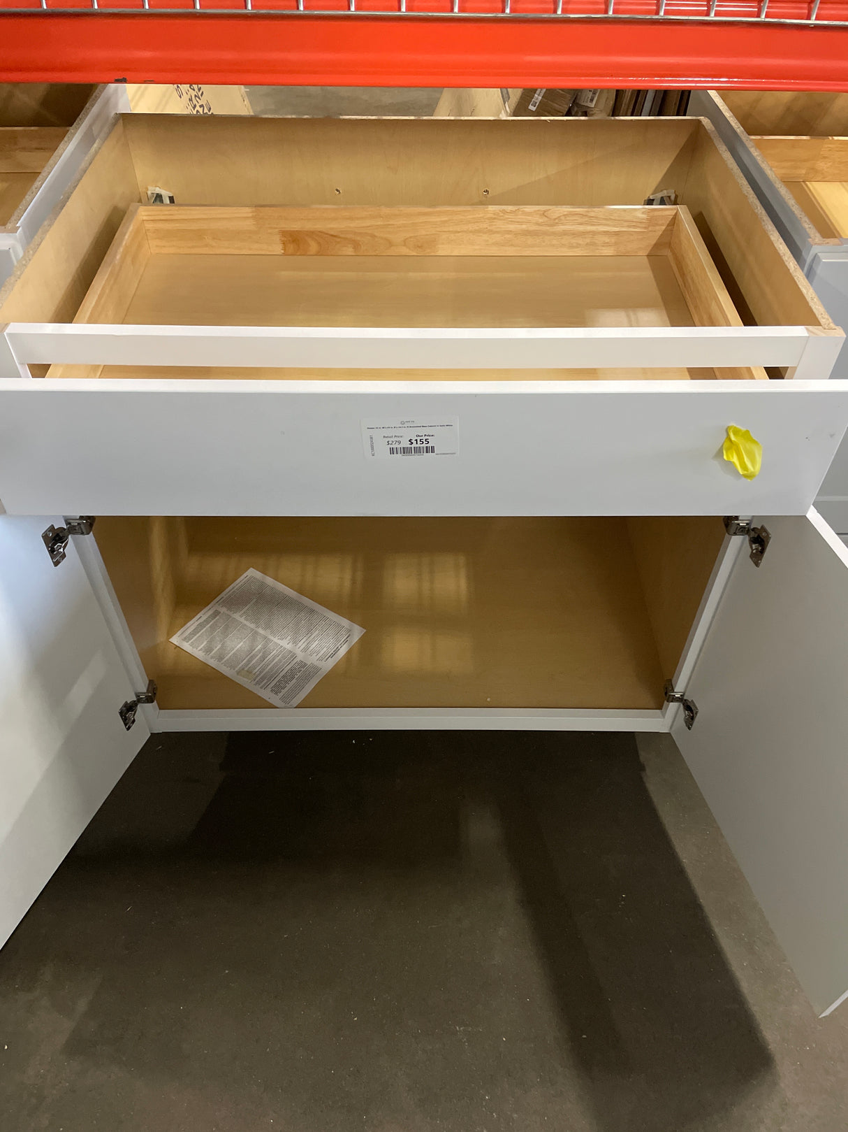 Shaker 36 in. W x 24 in. D x 34.5 in. H Assembled Base Cabinet in Satin White