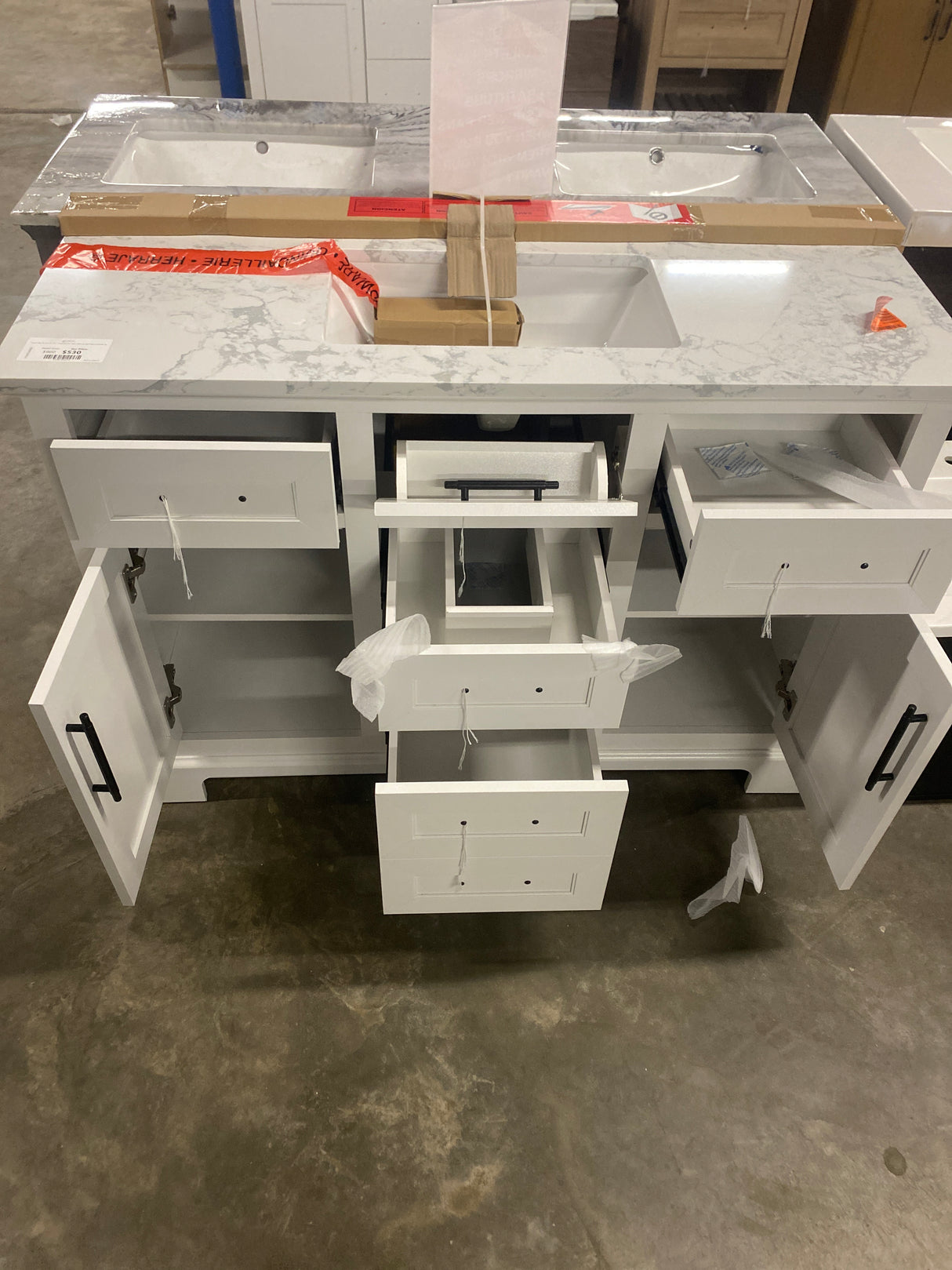 Doveton 48 in. W x 19 in. D x 34 in. H Single Sink Bath Vanity in White with White Engineered Marble Top