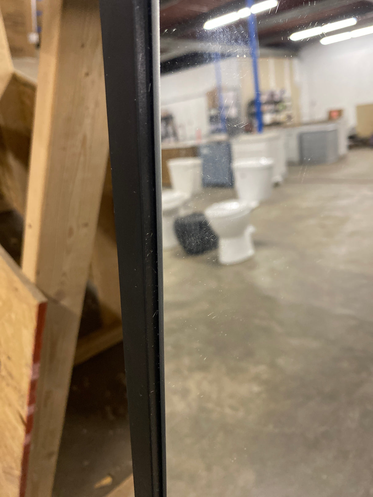 32 in. W x 71 in. H Oversized Arch Wood Full Length Black Wall Mounted Standing Mirror Floor Mirror