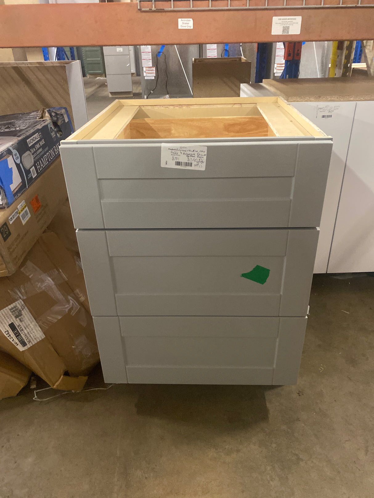 Richmond Vesuvius Gray Plywood Shaker Ready to Assemble Drwer Base Kitchen Cabinet Sft Cls 24 in W x 24 in D x 34.5 in H