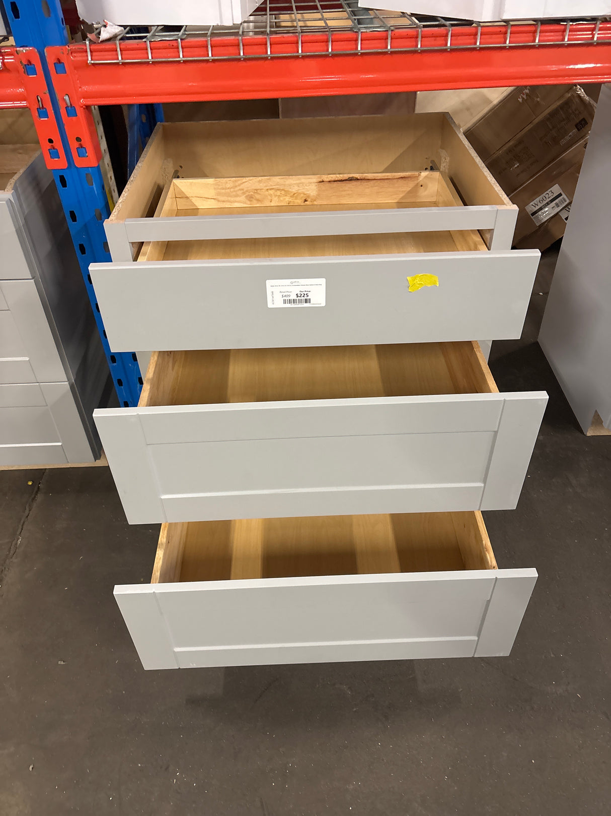 Shaker 30 in. W x 24 in. D x 34.5 in. H Assembled 3 Drawer Base Cabinet in Dove Gray