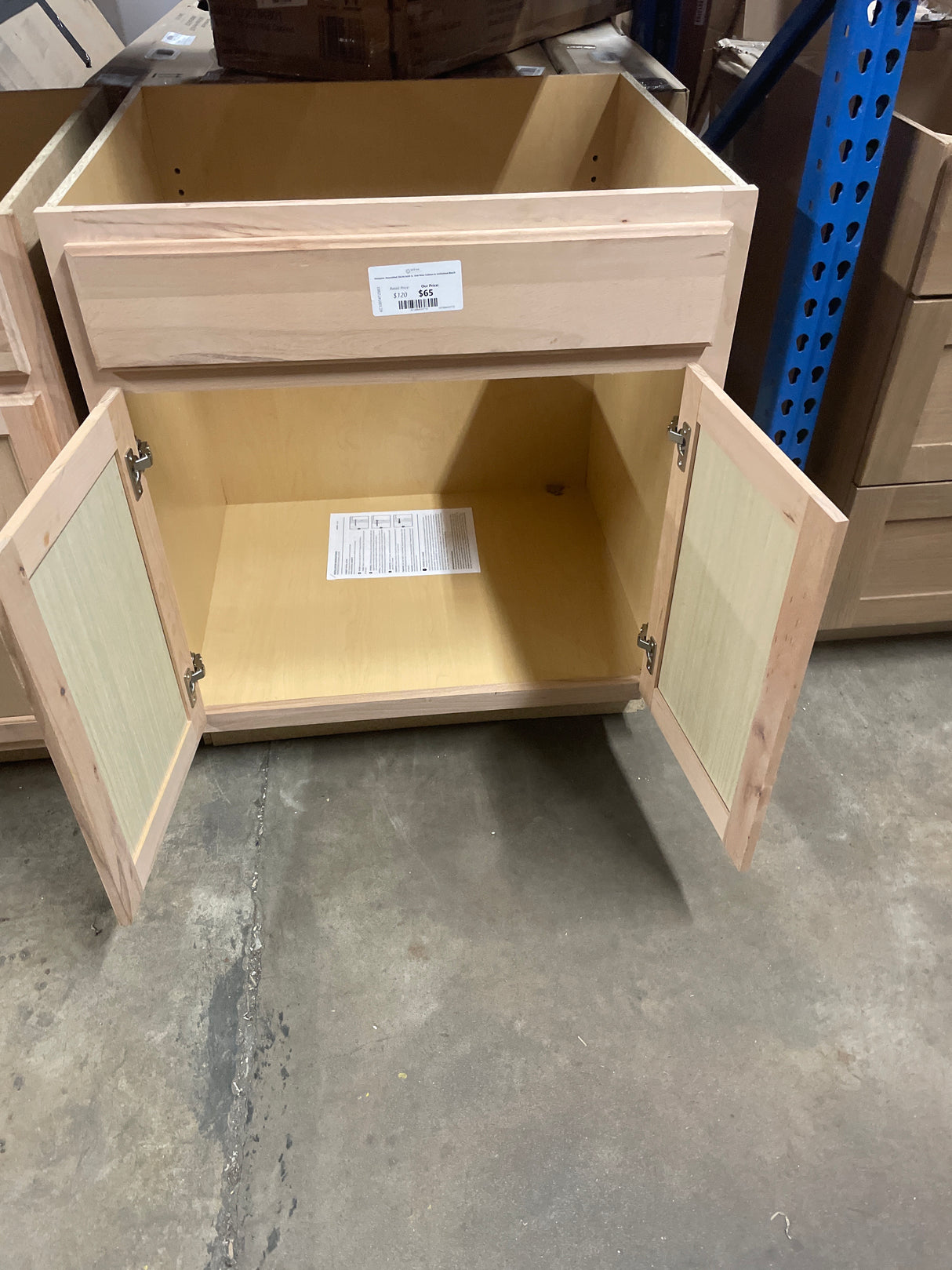Hampton Assembled 30x34.5x24 in. Sink Base Cabinet in Unfinished Beech